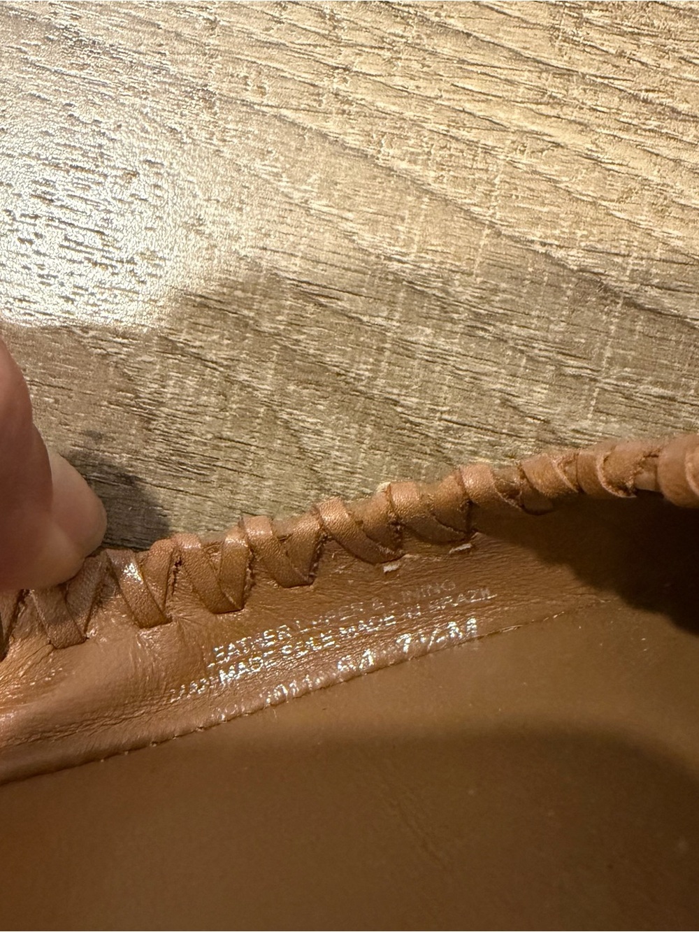 Tory Burch Tan Leather Logo Whipstitch Ballet Flats, women 7.5 - Picture 9 of 10